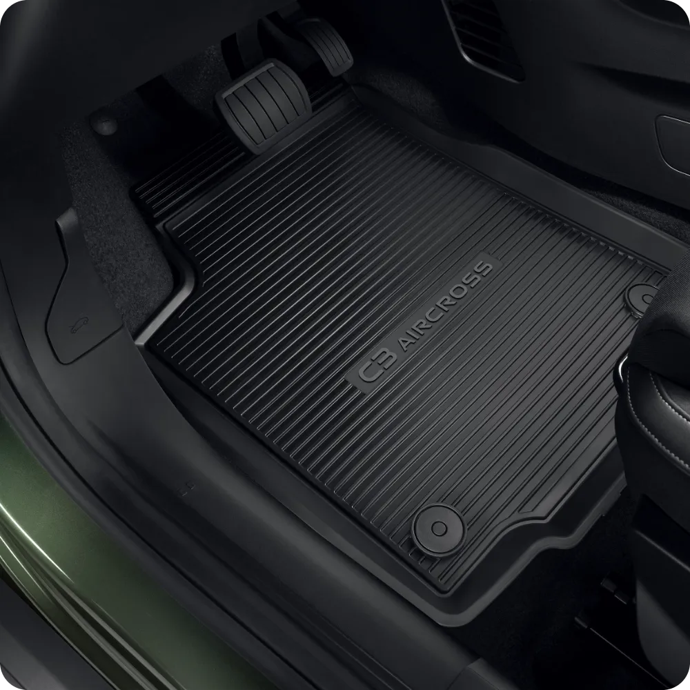 Close‑up interior view of Citroën C3 Aircross all‑weather mats providing durable, protective and affordable floor coverage.