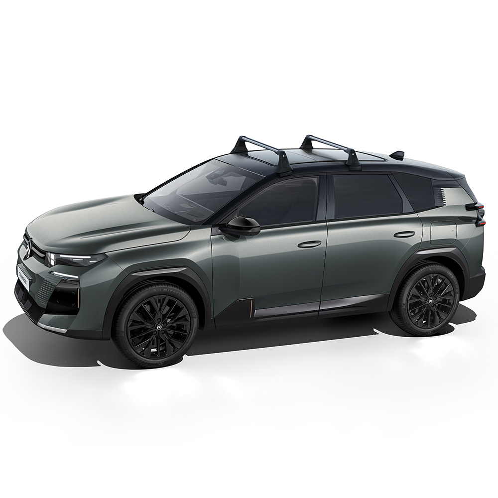 Side view C5 Aircross equipped with roof bars illustrating increased loading capacity for travel and transport