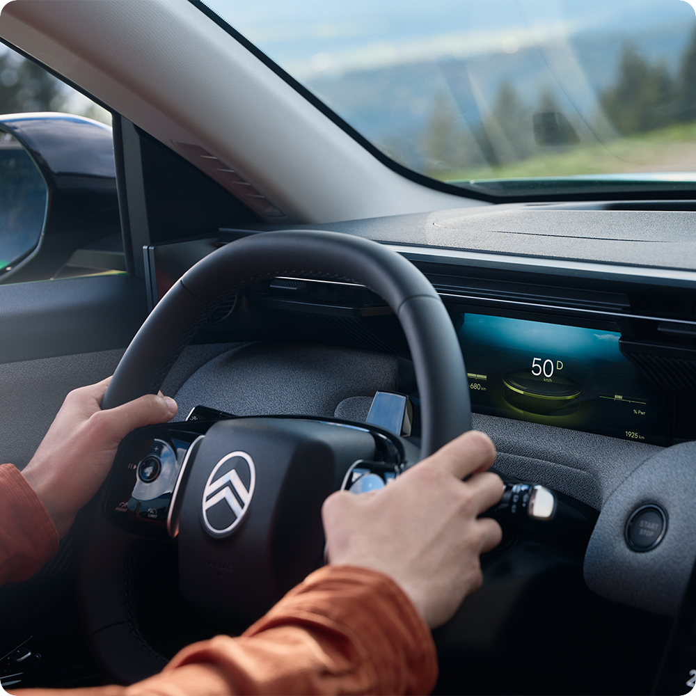 Driver‑view showing ADAS technology enhancing safety, visibility, comfort and smoother confident driving